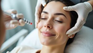 Woman receiving non-invasive aesthetic treatment at a professional clinic, representing Botox alternatives for smoother, youthful-looking skin.