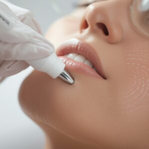 lucid origin photorealistic medical aesthetic scene showing microneedling treatment on human 3