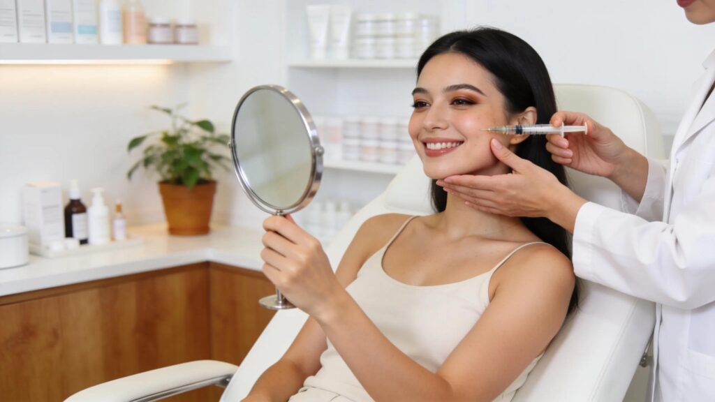 woman receiving Botox treatment in a modern beauty clinic