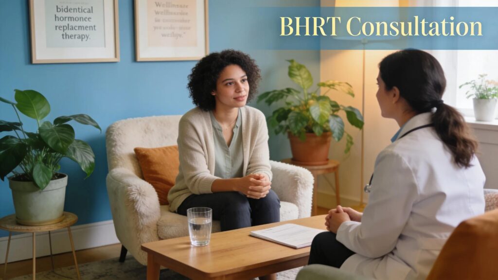 Bioidentical hormone replacement therapy consultation in a calming environment